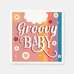 Retro Groovy Baby Shower Pappersservett