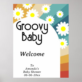 Retro Groovy - Babyduschen party Poster