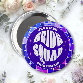 Retro Groovy Bachelorette Bride Squad Bridesmaid Knapp