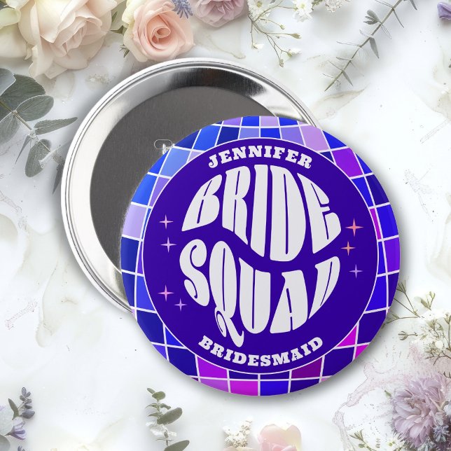 Retro Groovy Bachelorette Bride Squad Bridesmaid Knapp (Skapare uppladdad)
