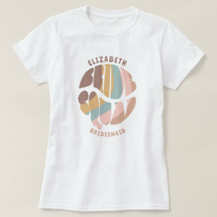 Retro Groovy Bachelorette Bride Squad Bridesmaid T Shirt