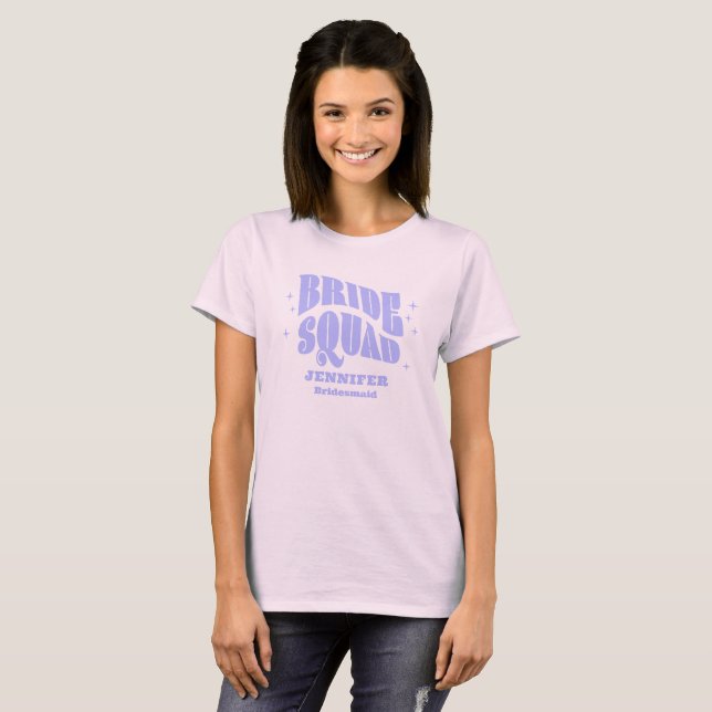 Retro Groovy Bachelorette Bride Squad Bridesmaid T Shirt (Hel framsida)