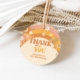 Retro groovy bebis födelsedag tack gåvor etiketter