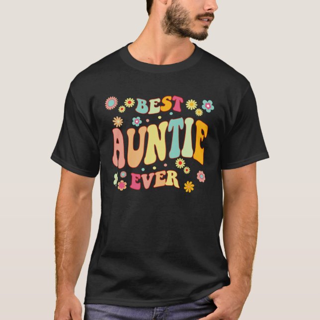 Retro Groovy Best Auntie Mors dag T Shirt (Framsida)