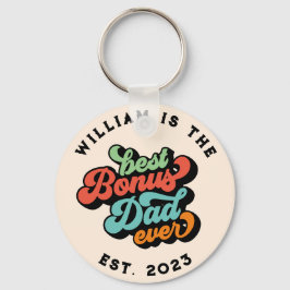 Retro Groovy Best Bonus Pappa Aldrig Photo Namn Nyckelring