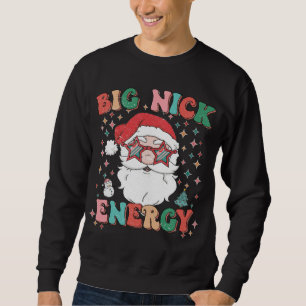 Retro Groovy Big Nick Energy Finny jultomten Lång Ärmad Tröja