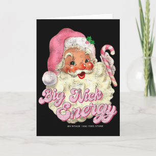 Retro Groovy Big Nick Santa Energi Rosa Santa Jul Kort