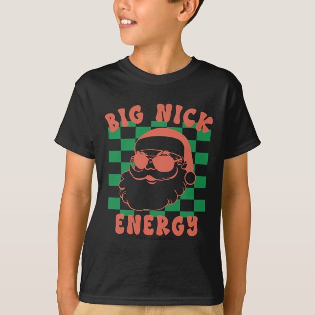 Retro Groovy Big Nick Santa Energy Julafton T Shirt (Framsida)