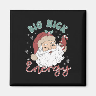 Retro Groovy Big Nick Santa Energy Roligt jul X Magnet