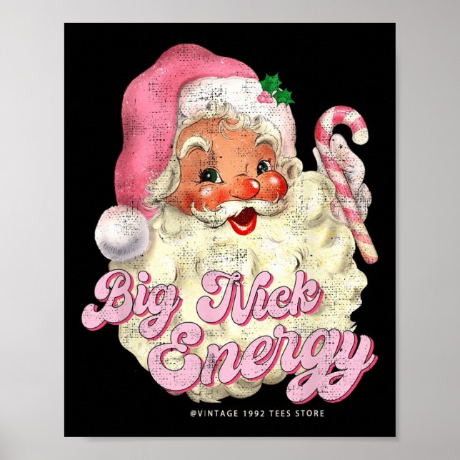 Retro Groovy Big Nick Santa Energy Rosa Santa Chri Poster (Framsidan)