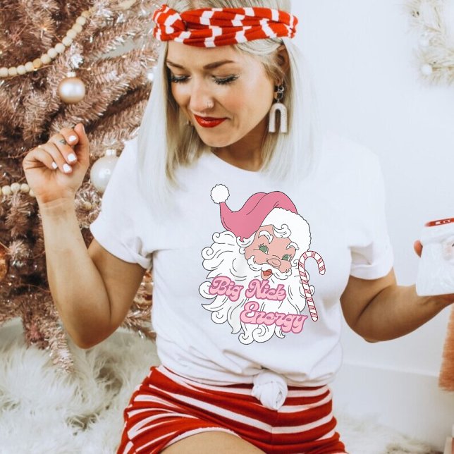 Retro Groovy Big Nick Santa Energy Rosa Santa Jula T Shirt (Skapare uppladdad)