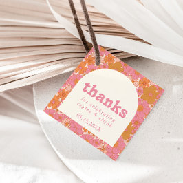 Retro Groovy Blommigt Arch | Boho Favor Gåvor Etiketter