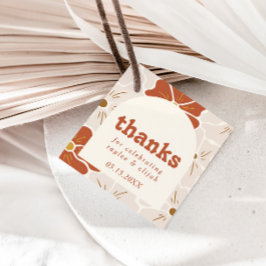 Retro Groovy Blommigt Arch | Boho Favor Gåvor Etiketter