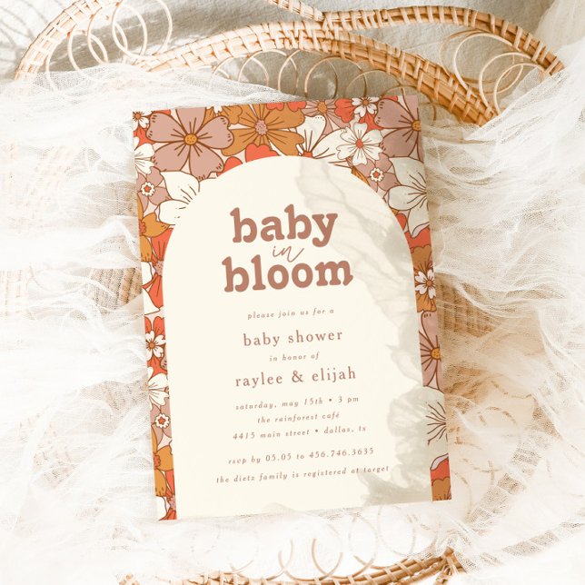 Retro Groovy Blommigt Baby i Bloom | Inbjudningar (Skapare uppladdad)