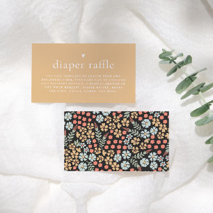 Retro Groovy Blommigt Baby Shower Diaper Raffle Tilläggskort
