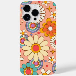 Retro Groovy Blommigt för telefonväska, Hippie Cov