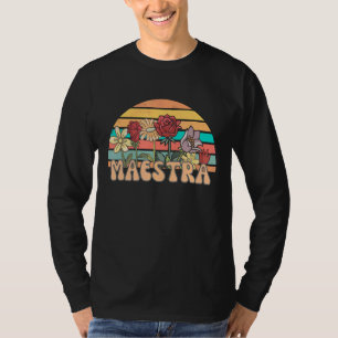 Retro Groovy Blommigt Maestra Spanska lärare Tillb T Shirt