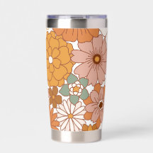 Retro Groovy Blommigt White Tumbler