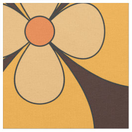 Retro Groovy Blommönster Gult och Orange Tyg