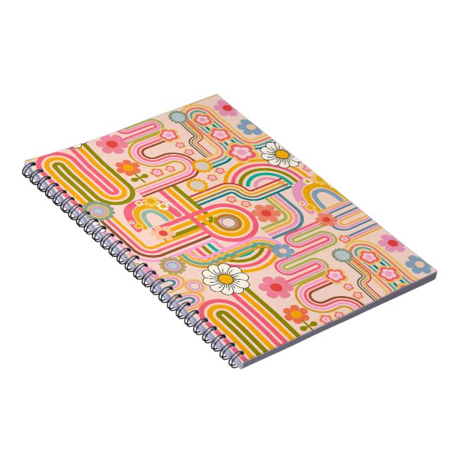 Retro groovy blommor anteckningsbok (Högra Sidan)