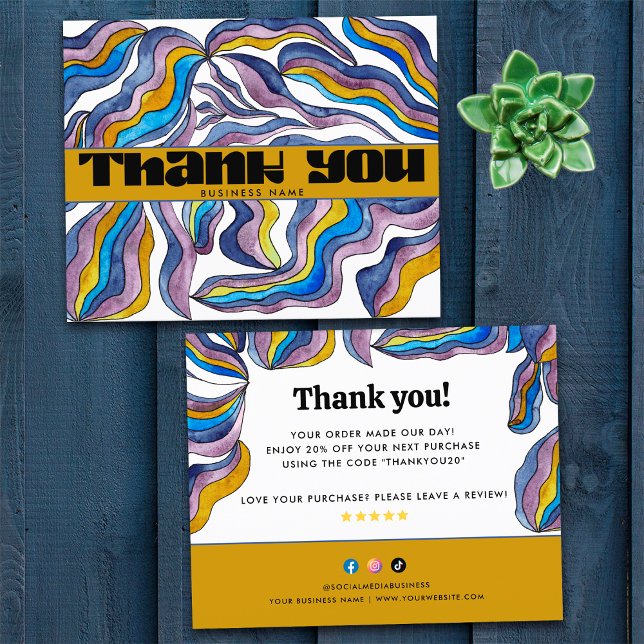 Retro Groovy Blue Lila Business Paket Infoga (Front and Back)