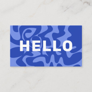 Retro Groovy Blue White Squiggles Hej Visitkort