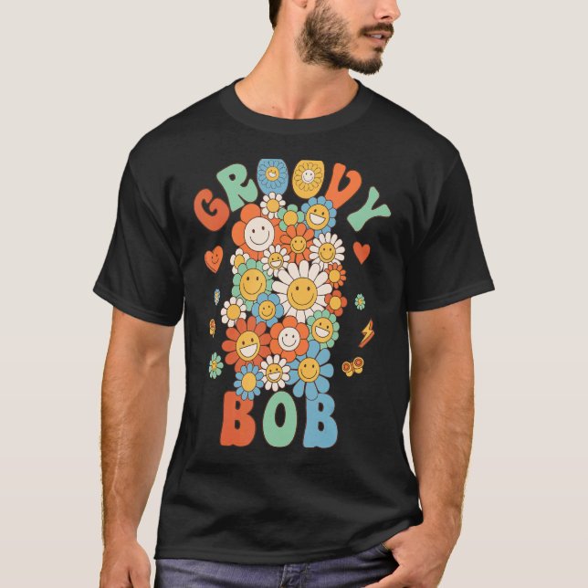 Retro Groovy Bob Groovy Födelsedagsfest Matching F T Shirt (Framsida)