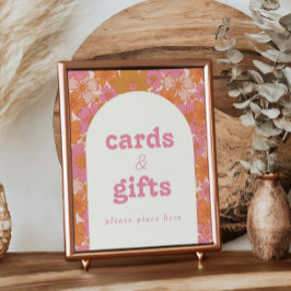 Retro Groovy Boho Baby i Bloom Cards + Gifts Sign Poster