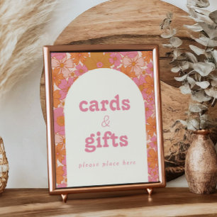Retro Groovy Boho Baby i Bloom Cards + Gifts Sign Poster
