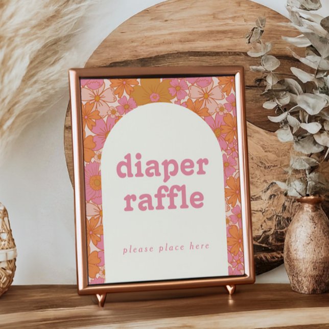 Retro Groovy Boho Baby i Bloom Diaper Raffle Sign Poster (Skapare uppladdad)