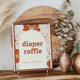 Retro Groovy Boho Baby i Bloom Diaper Raffle Sign Poster