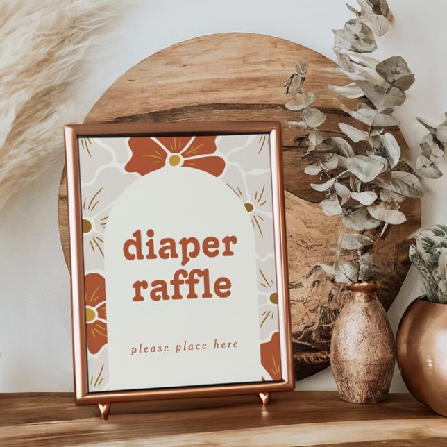 Retro Groovy Boho Baby i Bloom Diaper Raffle Sign Poster (Skapare uppladdad)