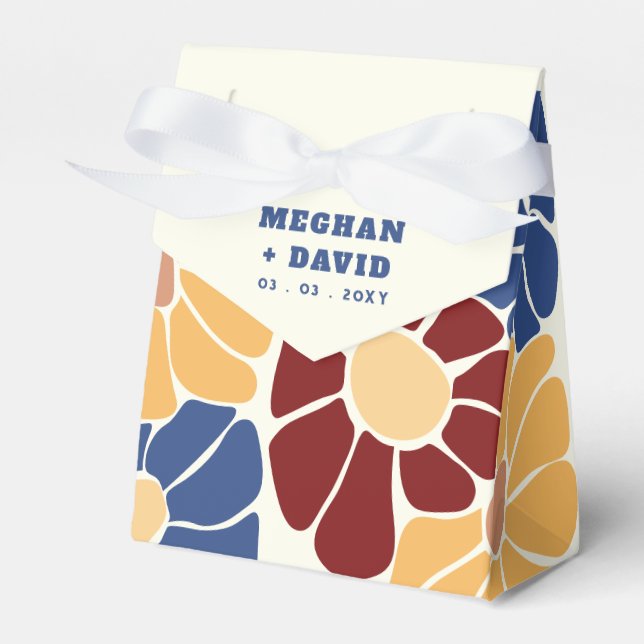 Retro Groovy Boho Chic Blommigt Bröllop Presentaskar (Framsidan Sidan)