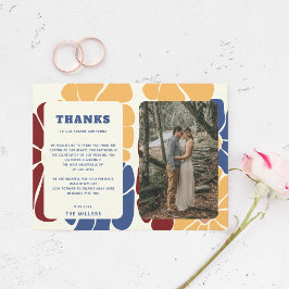 Retro Groovy Boho Chic Blommigt Bröllop Tack Vykort