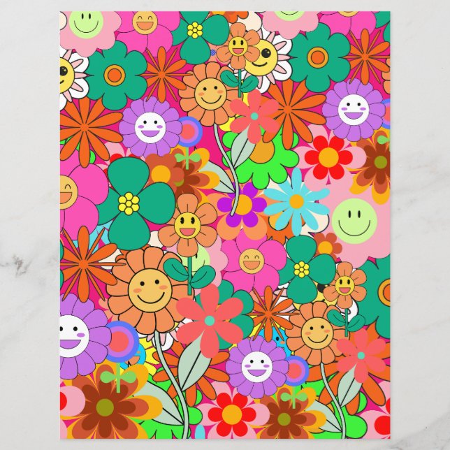 Retro Groovy Boho Hippie Flowers (Framsida)