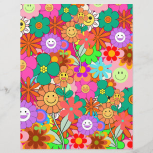 Retro Groovy Boho Hippie Flowers