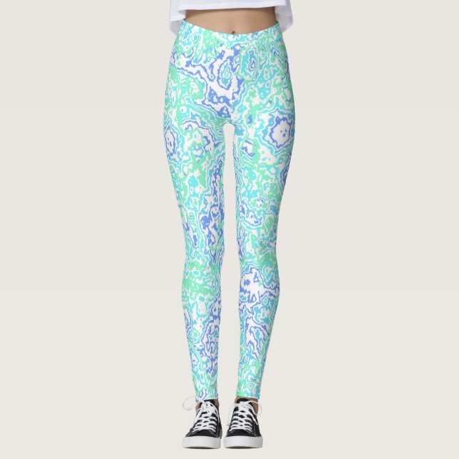 Retro Groovy Boho Hippie Trippy Färgglad Marmor Leggings (Framsida)