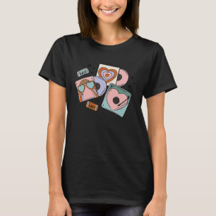 Retro Groovy Boho Rainbow Valentines day Cute Hear T Shirt