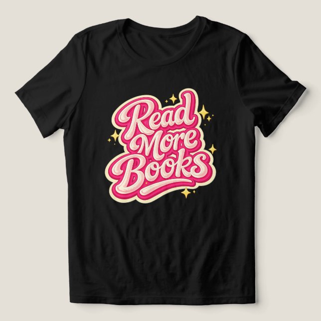Retro Groovy Bokälskartröja, Läs Fler Böcker T Shirt (Design Framsida)