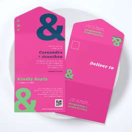 Retro Groovy Bold Bright Ampersand QR Code Bröllop