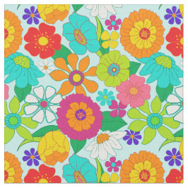 Retro Groovy Bold Hippie Flowers Mönster Tyg