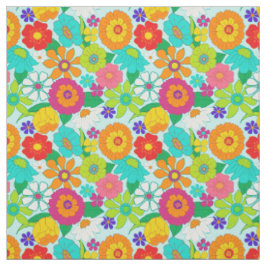 Retro Groovy Bold Hippie Flowers Mönster Tyg