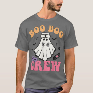 Retro Groovy Boo Crew Halloween Blommigt Ghost B T Shirt