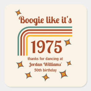 Retro Groovy Boogie Simple Dance 50:e födelsedagen Fyrkantigt Klistermärke