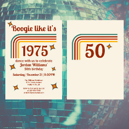 Retro Groovy Boogie Simple Dance 50:e födelsedagen Inbjudningar