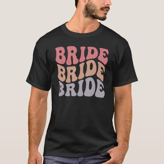 Retro Groovy Bride Möhippa Bachelorette Party Matc T Shirt (Framsida)