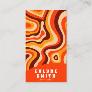 Retro Groovy Bright-Orange QR-kod fet Boho Visitkort