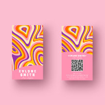 Retro Groovy Bright Rosa QR-kod, fyrkantig boho un