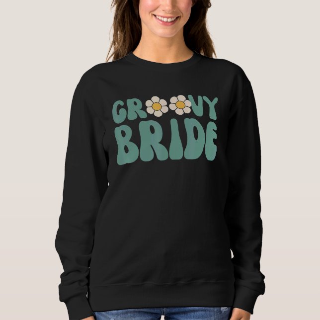 Retro Groovy Brud Spenarbalettfest Boho Bröllopsdu T Shirt (Framsida)
