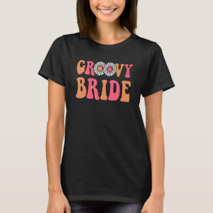 Retro Groovy Brud Spenarbröllopsfest Boho Bröllops T Shirt